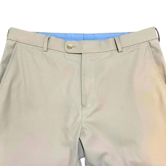 Men's Peter Millar Flat front khaki Tan Pants size 33 x 30 excellent condition - Picture 4 of 7